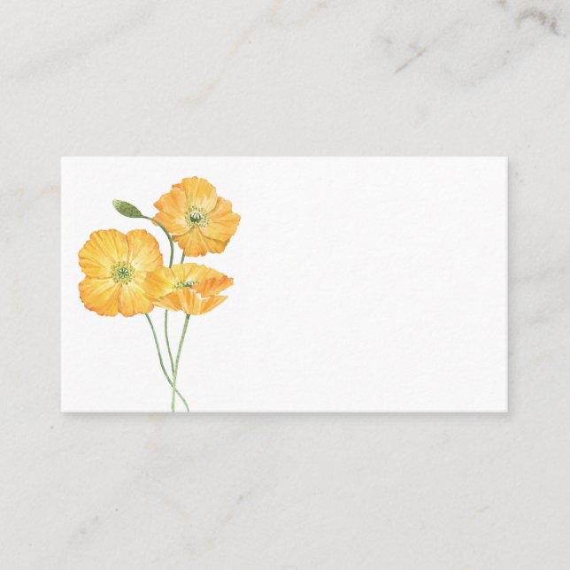 Tarjeta De Mesa Amapolas de Acuarela Naranja II Boda Floral (Anverso)