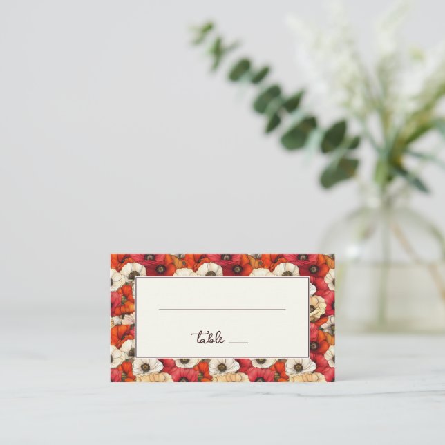 Tarjeta De Mesa Amapolas Florales Rojas Alegres (Anverso de pie)