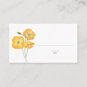 Tarjeta De Mesa Amarillas Adormideras Acuarela Floral Primavera Bo