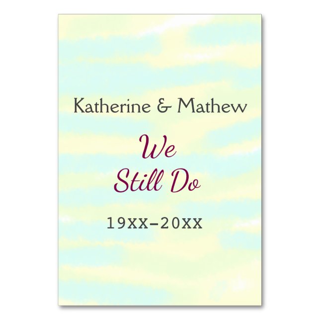 Tarjeta De Mesa Amarillo verde Votos aniversario de renovación de  (Anverso)