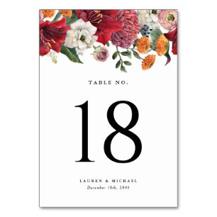 Tarjeta De Mesa Amaryllis y crisantemo Boda botánico