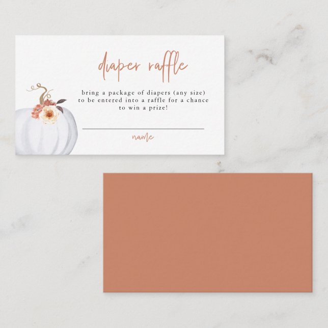 Tarjeta De Mesa AMBER Rústica moderna Pequeña Calabaza Raffle (Anverso / Reverso)