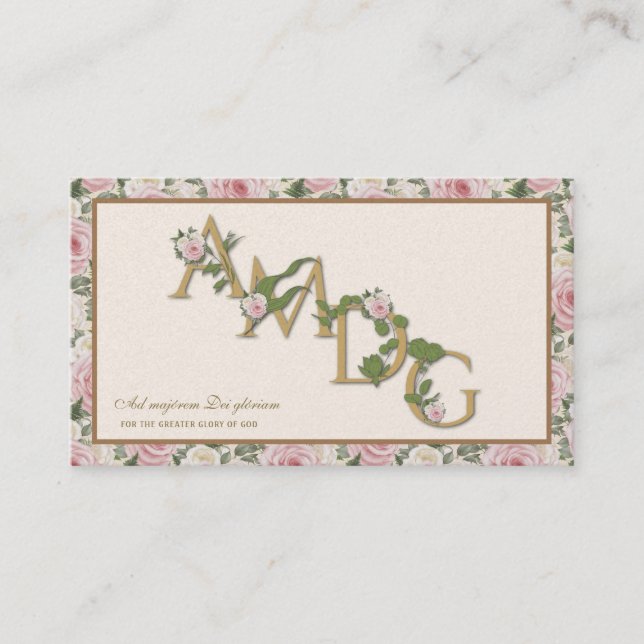 Tarjeta De Mesa AMDG Rosas católicos de la Oración Religiosa de Sa (Anverso)