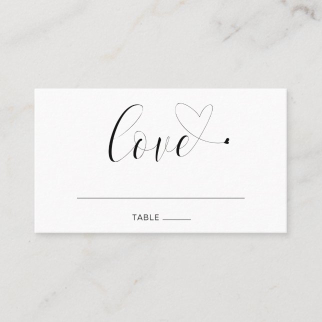 Tarjeta De Mesa Amor Boda moderno elegante negro y blanco (Anverso)