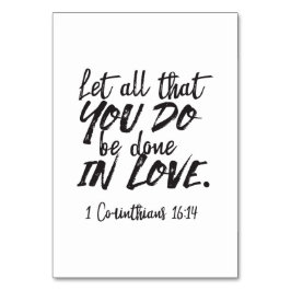 Tarjeta De Mesa Amor en acción - 1 corintios 16:14 Inspirador