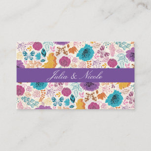 Tarjeta De Mesa Amor en Flor Romántico Rosado Púrpura Boda