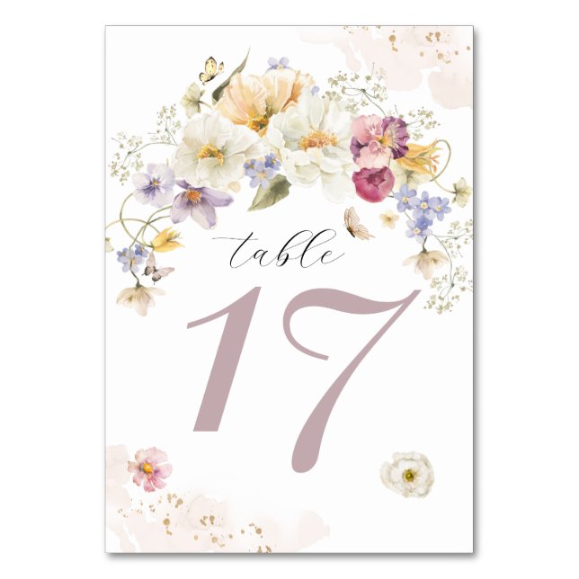Tarjeta De Mesa Amor en flor Wildflower Rustic Bridal Shower (Anverso)