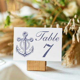 Tarjeta De Mesa Anchor Sailor Navy Boda Náutico Azul
