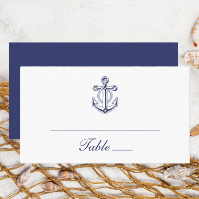 Tarjeta De Mesa Anchor Sailor Navy Boda Náutico Azul (Subido por el creador)