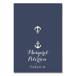 Tarjeta De Mesa Ancla Azul De La Marina En La Plaza Boda Del Mar