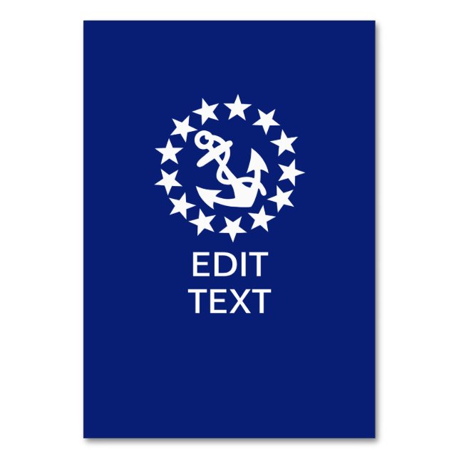 Tarjeta De Mesa Ancla náutica americana de la bandera del yate en (Anverso)