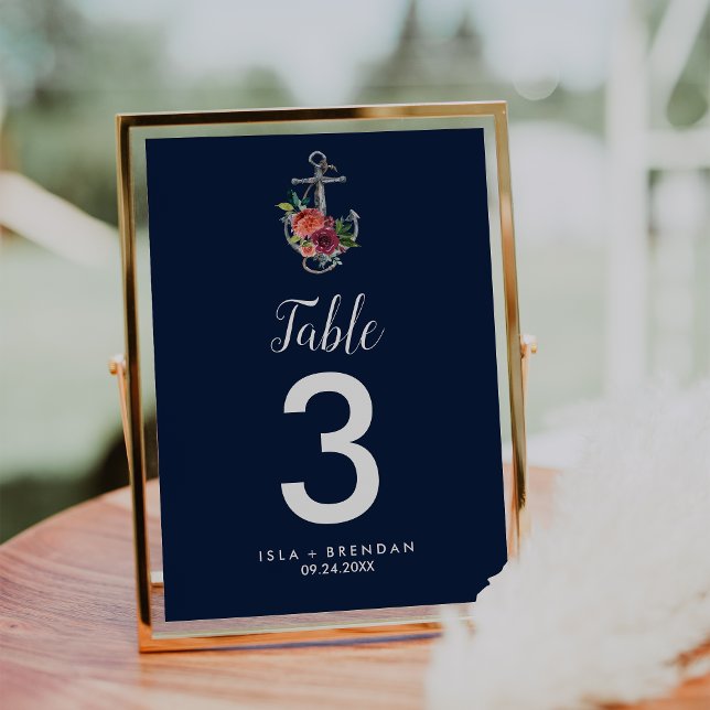 Tarjeta De Mesa Anclaje floral | Número de cuadro de otoño de la M (Subido por el creador)