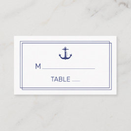 Tarjeta De Mesa Anclaje náutico Boda Minimalista blanco azul