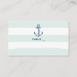 Tarjeta De Mesa Anclaje naval y franjas de menta Boda náutico simp