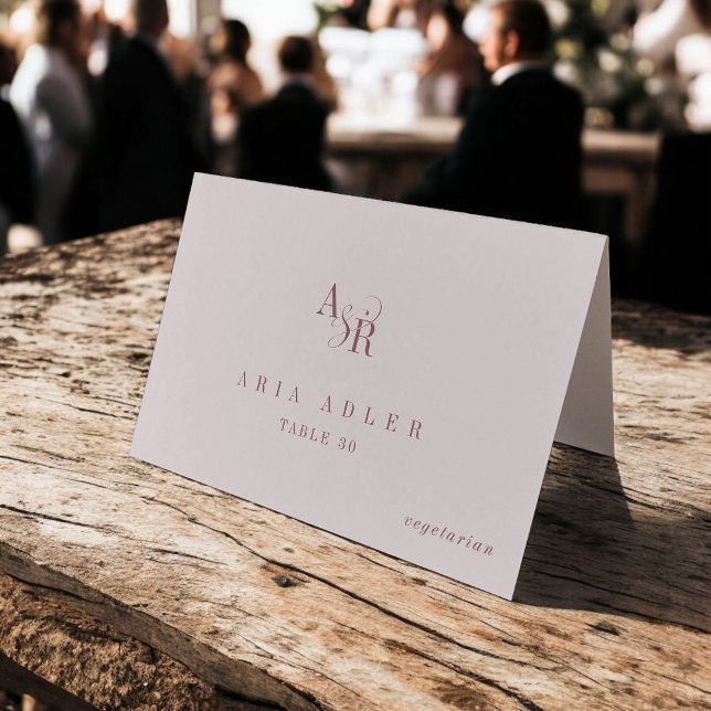 Tarjeta De Mesa ANDREA Burgundy Blush Minimal Wedding Place Cards (ANDREA Burgundy Blush Minimal Wedding Place Cards)