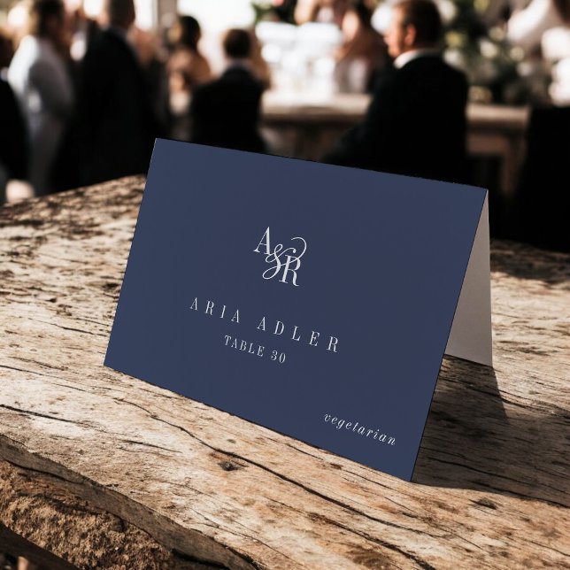 Tarjeta De Mesa ANDREA Navy Blue Minimal Wedding Place Cards (ANDREA Navy Blue Minimal Wedding Place Cards)