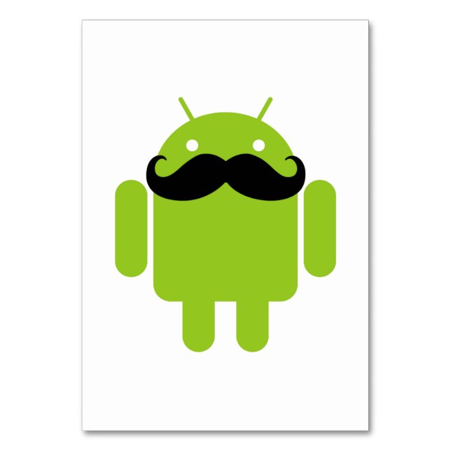 Tarjeta De Mesa Android Robot Mustache (Anverso)