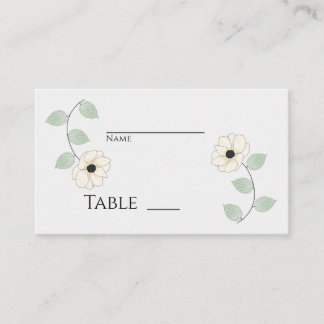 Tarjeta De Mesa Anémona floral blanca cremosa simplista