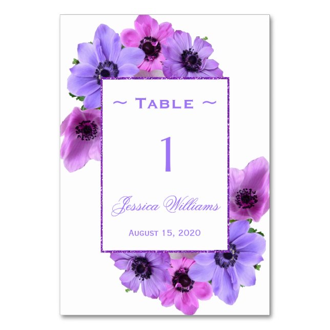 Tarjeta De Mesa Anémonas Bonitas Floral Cumpleaños (Anverso)