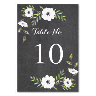 Tarjeta De Mesa Anémonas Pintadas de Chalkboard - Número de tabla