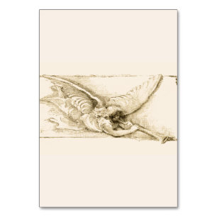 Tarjeta De Mesa Ángel de la Vintage con Monotone Trumpet