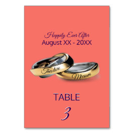 Tarjeta De Mesa Anillos dorados Monograma Coral