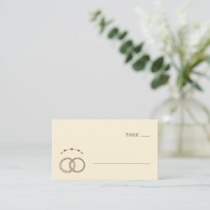 Tarjeta De Mesa Anillos minimalistas rojos románticos