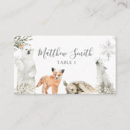 Tarjeta De Mesa Animal de Winter Onederland Woodland Primer cumple