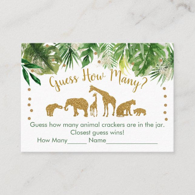 Tarjeta De Mesa Animal Gold Safari adivina cuántos juegos de Baby  (Anverso)