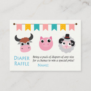 Tarjeta De Mesa Animales de granja Diaper Raffle Tickets