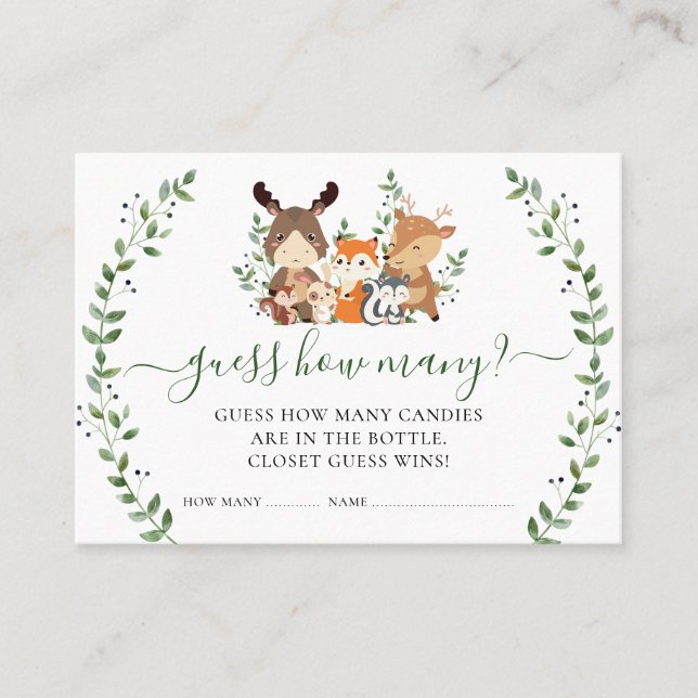 Tarjeta De Mesa Animales de Woodland adivinan cuántos juegos de Ba (Anverso)
