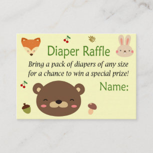 Tarjeta De Mesa Animales de Woodland Diaper Raffle Tickets