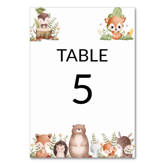 Tarjeta De Mesa Animales forestales de Woodland (Anverso)