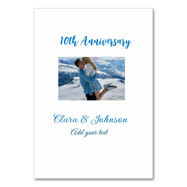 Tarjeta De Mesa Aniversario boda agregar nombre año imagen par de  (Anverso)