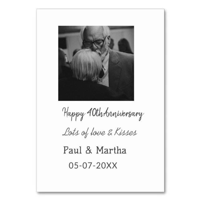 Tarjeta De Mesa Aniversario de 40 años feliz moderno agregar nombr (Anverso)