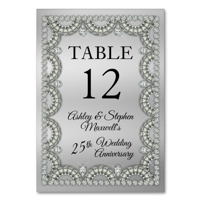 Tarjeta De Mesa Aniversario del 25° aniversario del aniversario Bo (Anverso)
