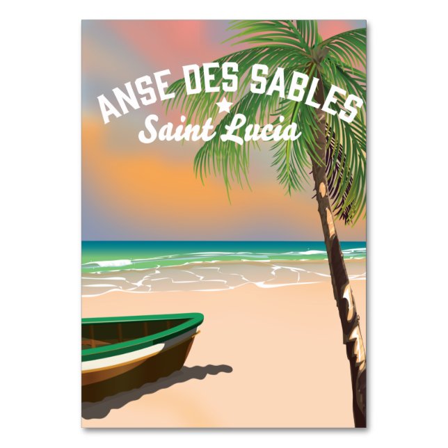 Tarjeta De Mesa Anse Des Sables Santa Lucía (Anverso)