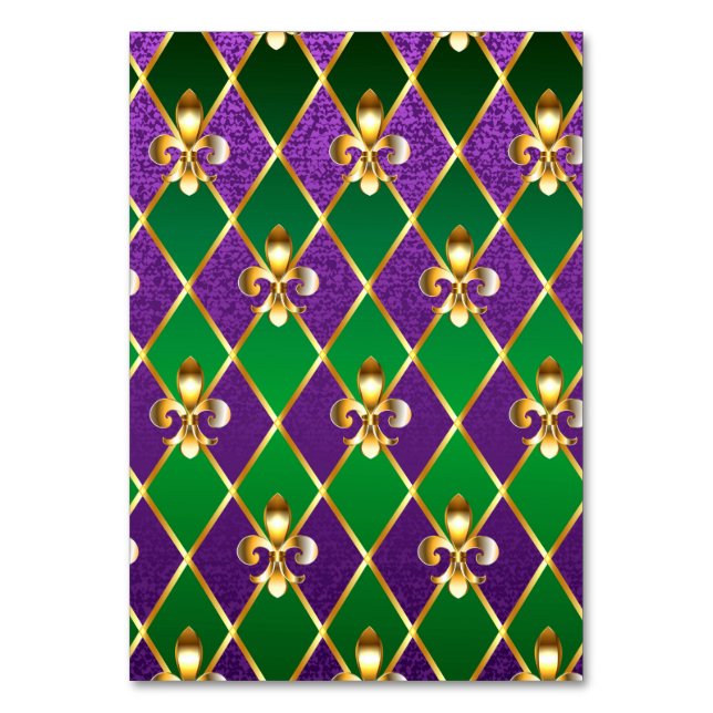 Tarjeta De Mesa Antecedentes de joyas Mardi Gras (Anverso)