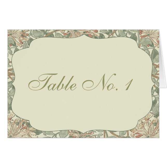 Tarjeta de mesa antigua de boda (Anverso (Horizontal))