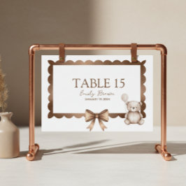 Tarjeta De Mesa Apenas Espera Fiesta de Bebé Oso de Peluche Neutra