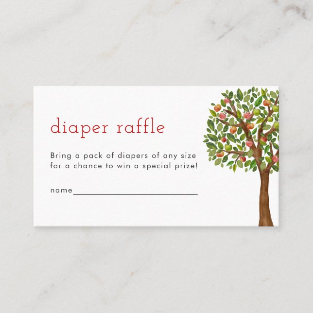 Tarjeta De Mesa Apple Diaper Raffle Card Apple de mi bebé visual (Anverso)