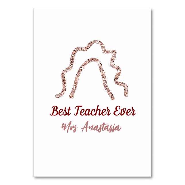 Tarjeta De Mesa Apreciación del profesor de arcoiris purpurina mar (Anverso)