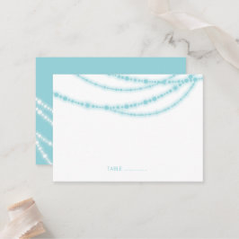 Tarjeta De Mesa Aqua Blue Stylish Sparkling Lights Classy Boda