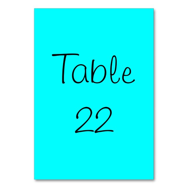 Tarjeta De Mesa Aqua Numerado (Anverso)