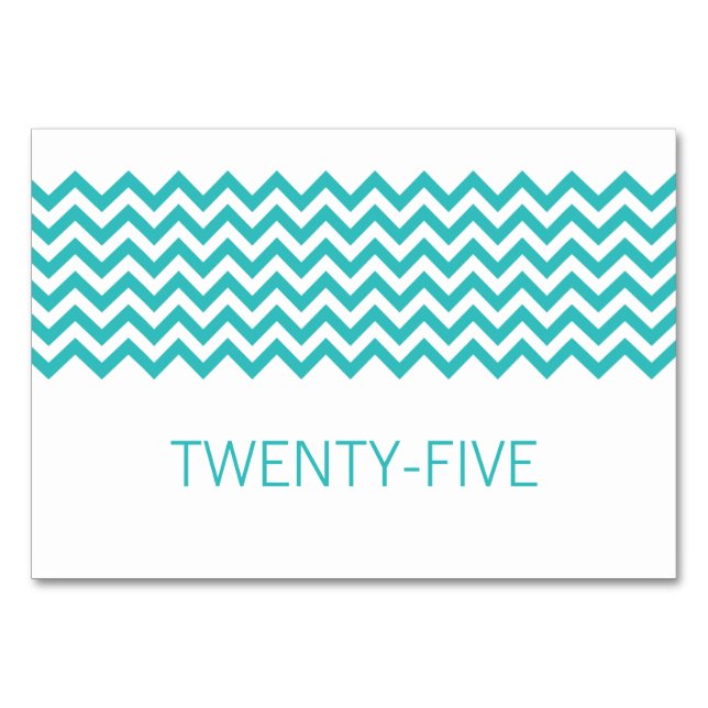 Tarjeta de mesa Aqua Simple Chevron (Anverso)