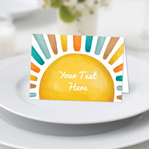 Tarjeta De Mesa Aquí viene el hijo de las etiquetas de comida y la