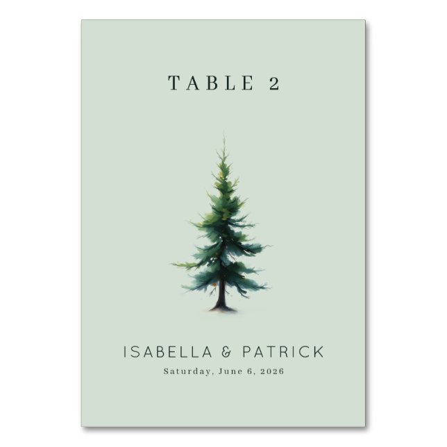 Tarjeta De Mesa Árbol de acuarela de menta tranquila (Anverso)