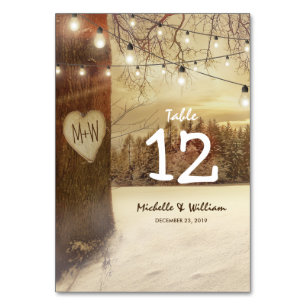Tarjeta De Mesa Árbol de invierno ruso ilumina números de tabla Bo
