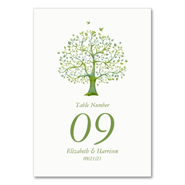 Tarjeta De Mesa Árbol de la vida, matrimonio elegante (Anverso)