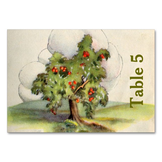 Tarjeta De Mesa Árbol de manzanas vintage (Anverso)